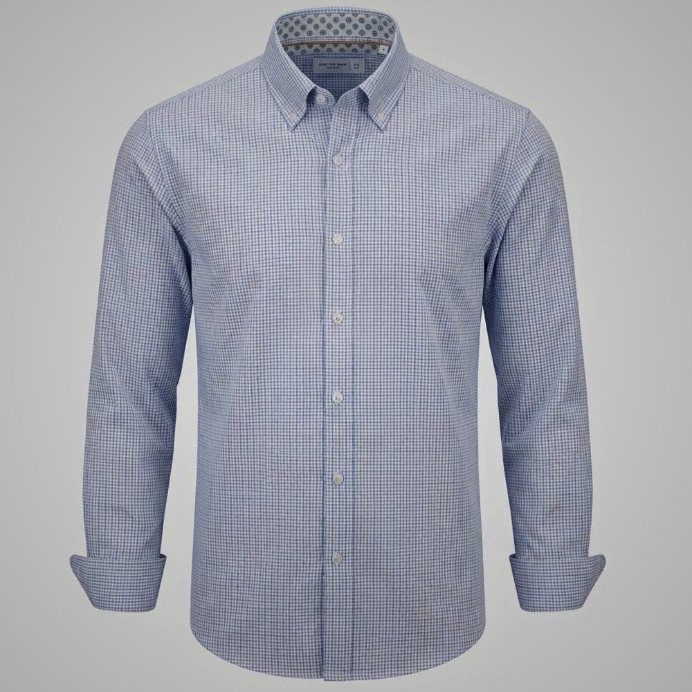 Cactus Man Ricky Singh Easy Care Dress Shirt Mens M Blue Plaid NWT Performance